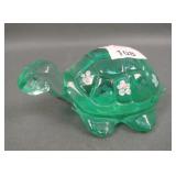 Fenton Green Decorated Turtle Figurine