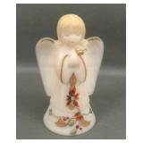 Fenton Custard Glass Decorated Praying Angel Bell