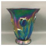 Fenton Purple Carnival Glass Lg Tulip Vase