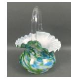 Fenton Vasa Murrhina Green Adventurine Basket