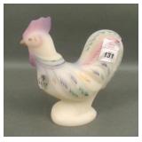 Fenton Decorated Satin Glass Rooster Figure