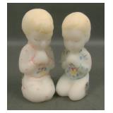 Fenton Decorated Satin Glass Praying Boy & Girl