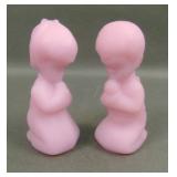 Fenton Lavender Satin Praying Boy & Girl