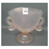 Fenton Velva Rose Stretch Dbl Dolphin Fan Vase