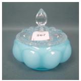 Vintage Fenton Blue Melon Powder Jar