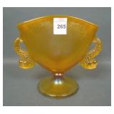Fenton Tangerine Stretch Dbl Dolphin Fan Vase