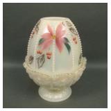 Fenton Opal Hand Decorated Pointsettia Fairy Lamp