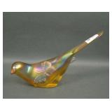 Fenton Amber Carnival Glass Decorated Dove Figure