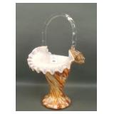 Fenton Vasa Murrhina Autumn Swirl Handled Basket