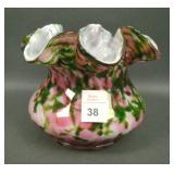 Fenton Vasa Murrhina Rose Adventurine Ruffled Vase