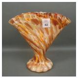 Fenton Vasa Murrhina Autumn Crimped Fan Vase