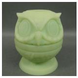 Fenton Lime Green Satin Owl Fairy Lamp