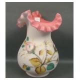 Fenton/LG Wright Moss Ross Pink Csed Ruffled Vase