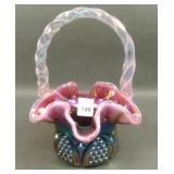 Fenton Plum Opal Iridised Button and Arches Basket