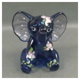 Fenton Crystal Purple Decorated Happy Elephant