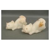 Two Fenton Decorated Satin Glass Cats