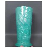 Fenton NFGS 1991 Iridised Green Peacock Vase