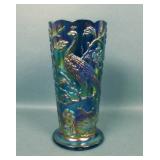 Fenton Purple Carnival Glass Peacocks Vase