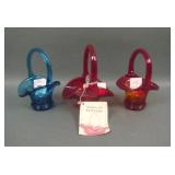 Three Fenton Miniature BAskets