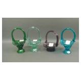 Four Fenton Miniature Crystal Baskets