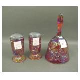 Three Fenton Red Inverted Strawberry Items