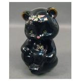 Fenton Black Decorated Teddy Bear Figurine