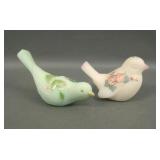 Two Fenton Satin Glass Birds