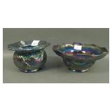 2 Fenton Purple Carnival Glass Aztec Items
