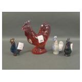 Lot of Four Fenton Rooster Figurines