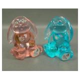 Two Fenton Lop Ear Decorated Bunnies