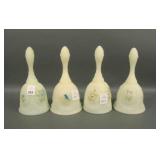 Lot of Four Fenton Custard Decorated Bells