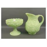 Two Fenton Lime Green Satin Items