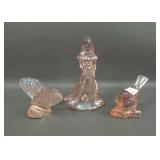 Lot of Three Fenton Pink Iridised Figurines