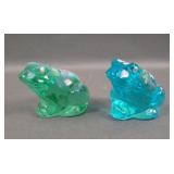 Two Fenton Crystal Hand Painted Frogs