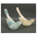 Two fenton Satin Glass "Birds of Happiness"