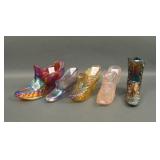 Lot of Five Fenton Carnival Glass Shoes