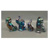 Lot of Four Fenton Purple Carnival Glass Figurines