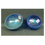 Two Fenton Carnival Glass WWW Round Bowls