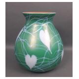 Imperial Green Lead Luster Leaf & Vine Art Glass