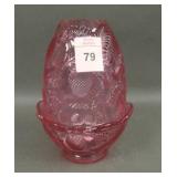 Fenton Crystal Pink Inverted Strawberry Fairy Lamp