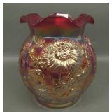 Imperial IG Red Chrysanthemum Ruffled Vas