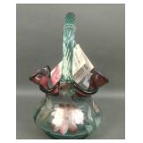 Fenton Hand Painted Mulberry? Ruffled Basket