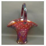 LE Smith Ruby Carnival Glass Innovations Basket