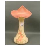 Fenton Burmese Rose Decorated JIP Vase