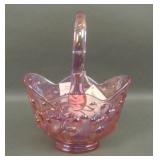 Fenton Pink Iridised Lily of the Valley Basket