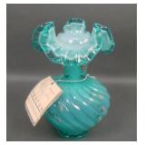 Fenton Swirl Opalescent Ruffled Decorated Vase