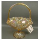 Fenton Gold Carnival Glass Water Lily Basket
