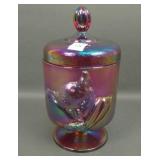 1992 Red Carnival Glass Chessie Cat Covered Candy