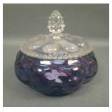 1942 Fenton Mulberry Diamond Optic Powder Jar