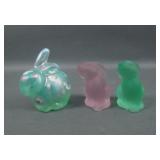 Three Fenton Rabbit Figurines